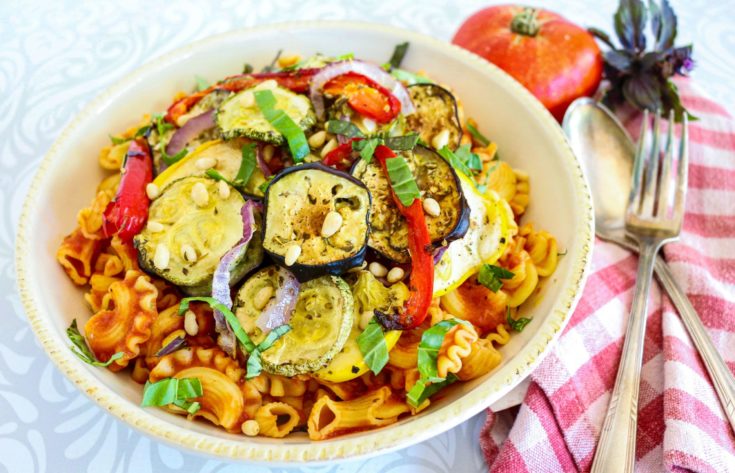 Pasta with Marinara and Roasted Vegetables