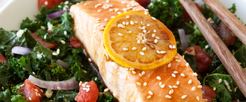 Asian Salmon with Kale and Tomatoes