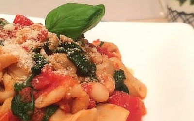 Tortellini with Tomatoes, White Beans & Spinach
