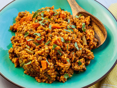 Rice with Pigeon Peas and Tomatoes