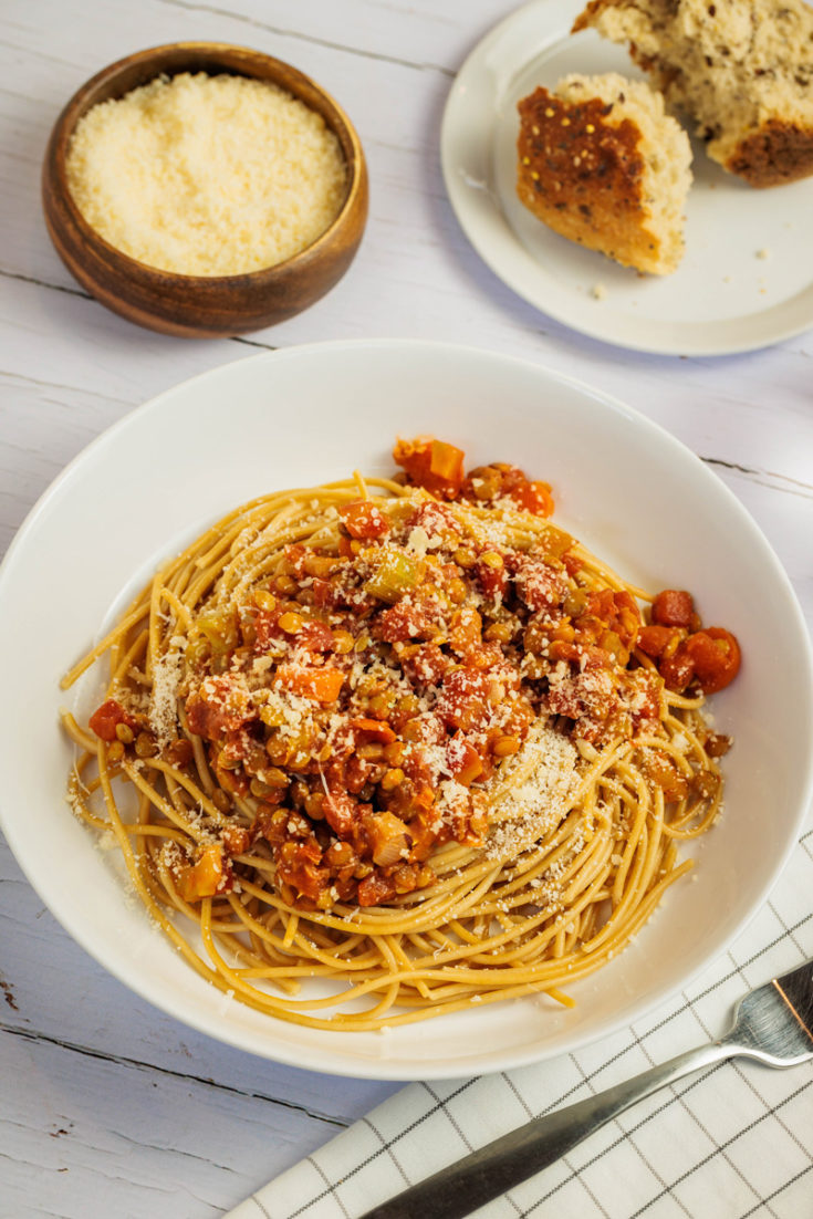 Tomato Lentil Spaghetti